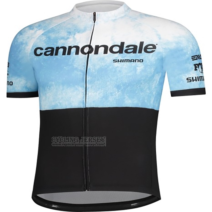 2021 Cycling Jersey Cannondale Light Bluee Black Short Sleeve and Bib Short
